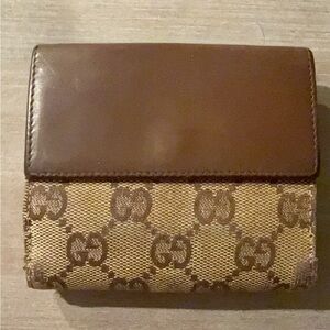 Gucci Jackie GG canvas / brown leather bi gold monogram